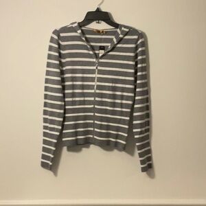 Belldini Charcoal and White Striped Hoodie